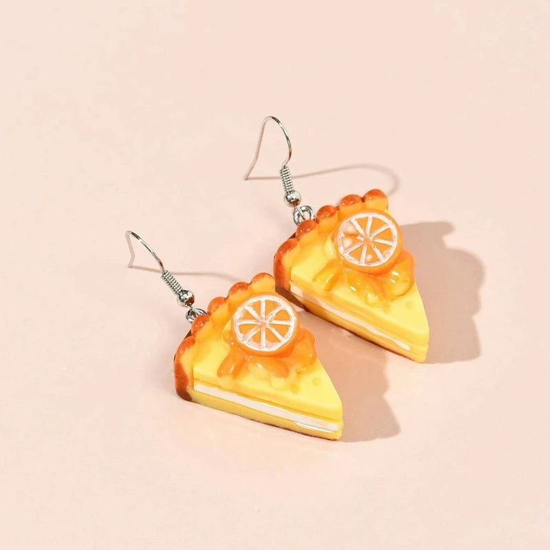 Novos Brincos de Bolo de Morango para Mulheres, Feitos à Mão em Resina, Brincos Bonitos de Limão e Melancia, Presentes de Aniversário para Meninas
