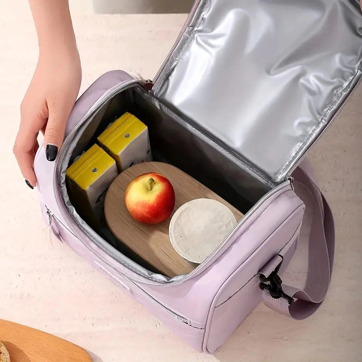 Large Insulated Lunch Bag Cooler Hand washable durable polyester lunch box with padded shoulder strap for work, school, picnics