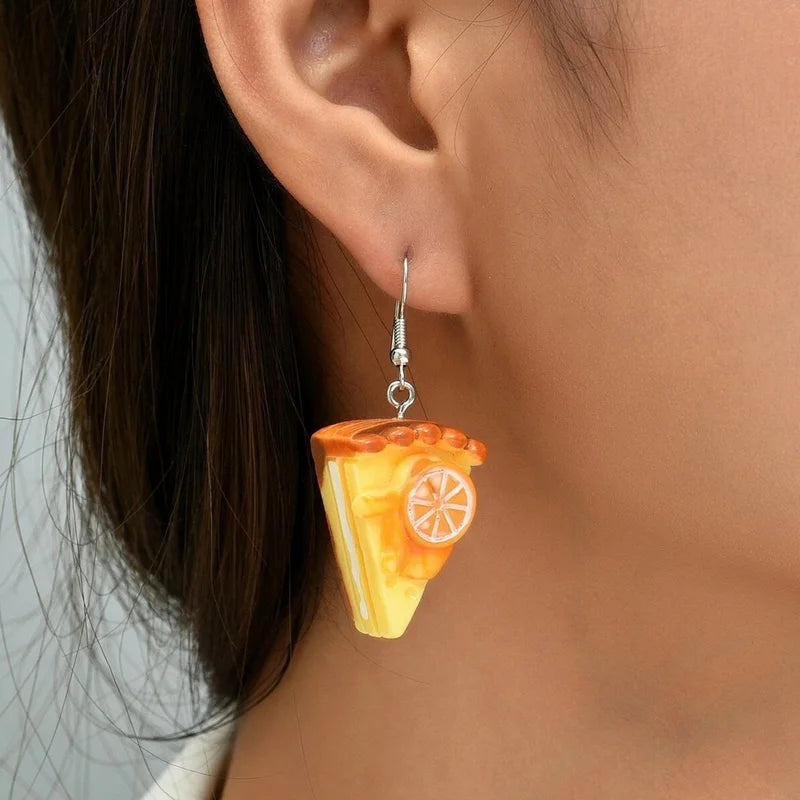Novos Brincos de Bolo de Morango para Mulheres, Feitos à Mão em Resina, Brincos Bonitos de Limão e Melancia, Presentes de Aniversário para Meninas