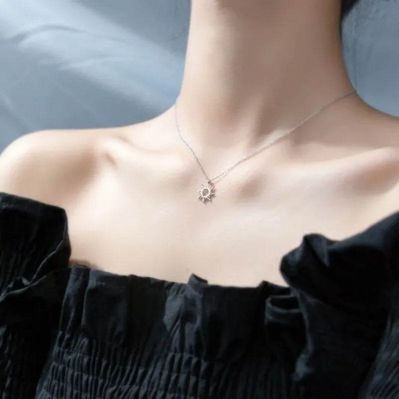 Colar Pendente Étnico Sol de Cor Prata BFCLUB para Mulheres, Jóia de Moda para Festa de Aniversário, Presente da Tendência
