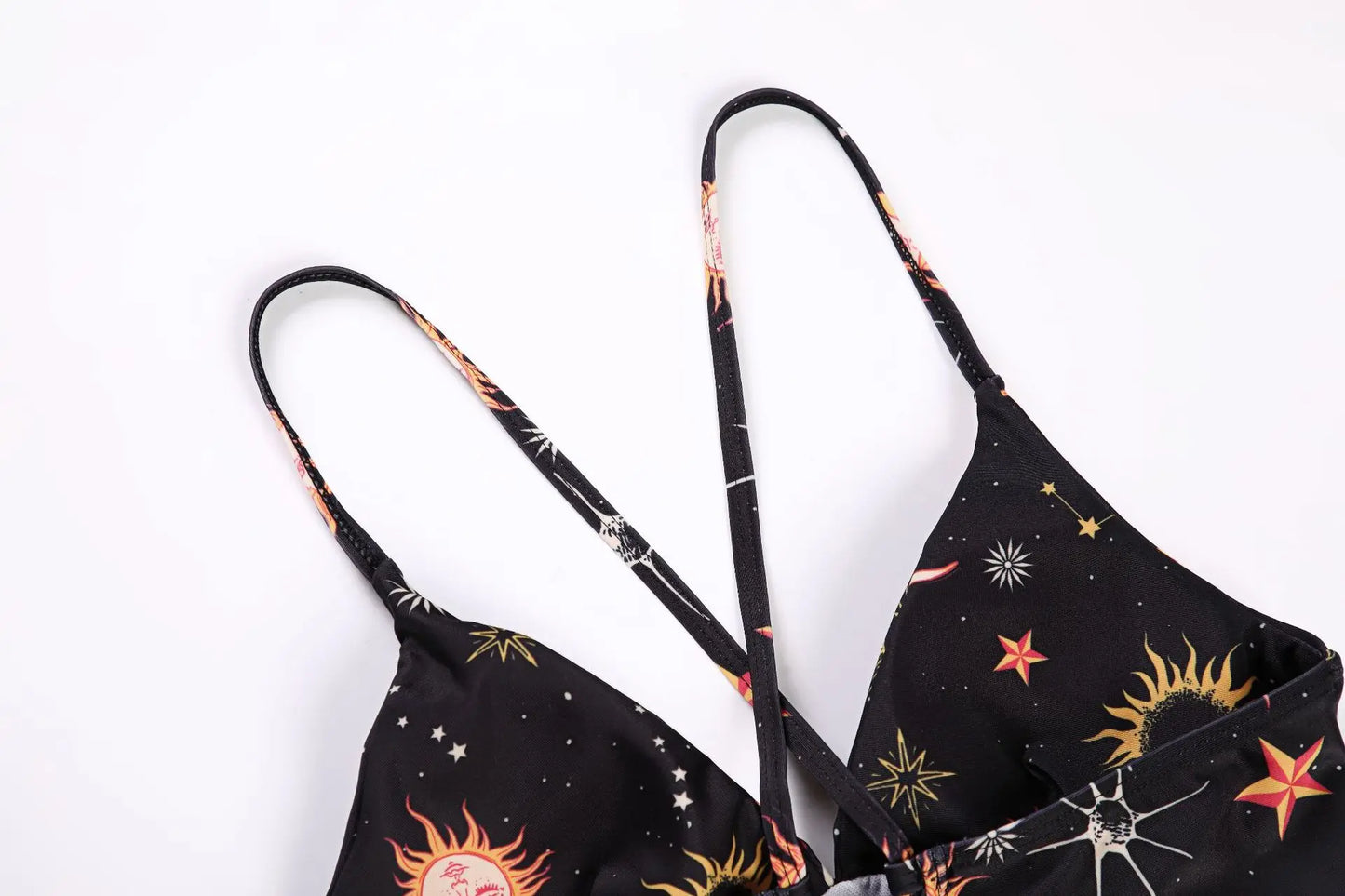 Conjunto de Biquíni Estampado de Girassol - Moda de Praia Sexy para Mulheres 2025 - Biquíni com Push Up e Almofada - Roupas de Banho - Maiô - Biquíni