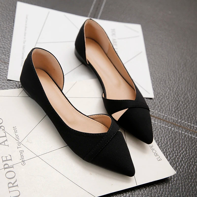 Sapatilhas Femininas Rosa Preto Cor Sólida Tamanho Pequeno 33 34 Grande 41 42 43 44 Couro Suede Bico Fino Sapatos de Escritório para Mulheres com Salto Baixo
