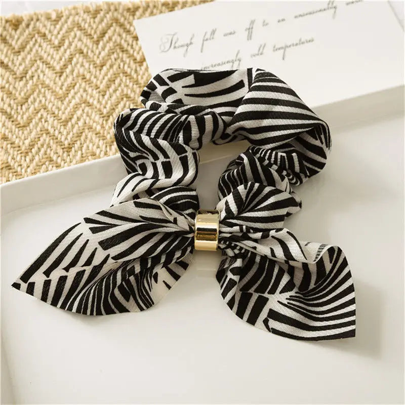 Ruoshui Coelhinhos Lindos Scrunchies Mulher Laços de Cabelo Impressos com Flores, Elásticos para Cabelo, Bandas de Borracha para Cabelo, Acessórios para Coque