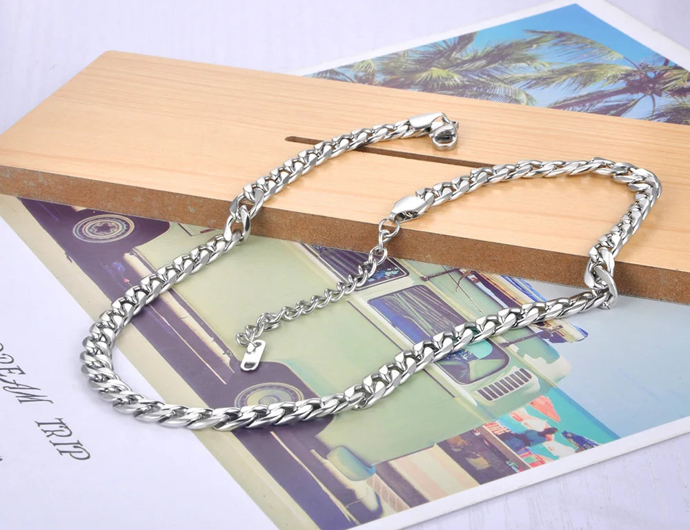 Colar em Cadeia de Aço Inoxidável Lokaer Punk 14 para Homens e Mulheres Hiphop/Rock, Choker Cubano Vintage N20301
