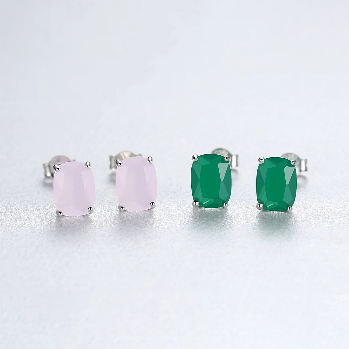 PAG&MAG Brinco de Pedra Verde em Prata Esterlina 925 Redondo para Mulheres, Elegante para Casamento e Noivas, Joias Finas