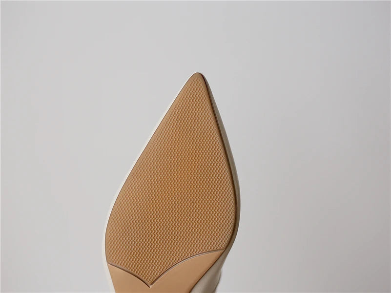 Meotina Sapatos Slingback Femininos em Couro Genuine com Fivela, Salto Fino, Bico Fino, Salto Médio para Mulheres, Calçados de Primavera