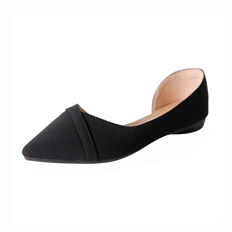 Sapatilhas Femininas Rosa Preto Cor Sólida Tamanho Pequeno 33 34 Grande 41 42 43 44 Couro Suede Bico Fino Sapatos de Escritório para Mulheres com Salto Baixo