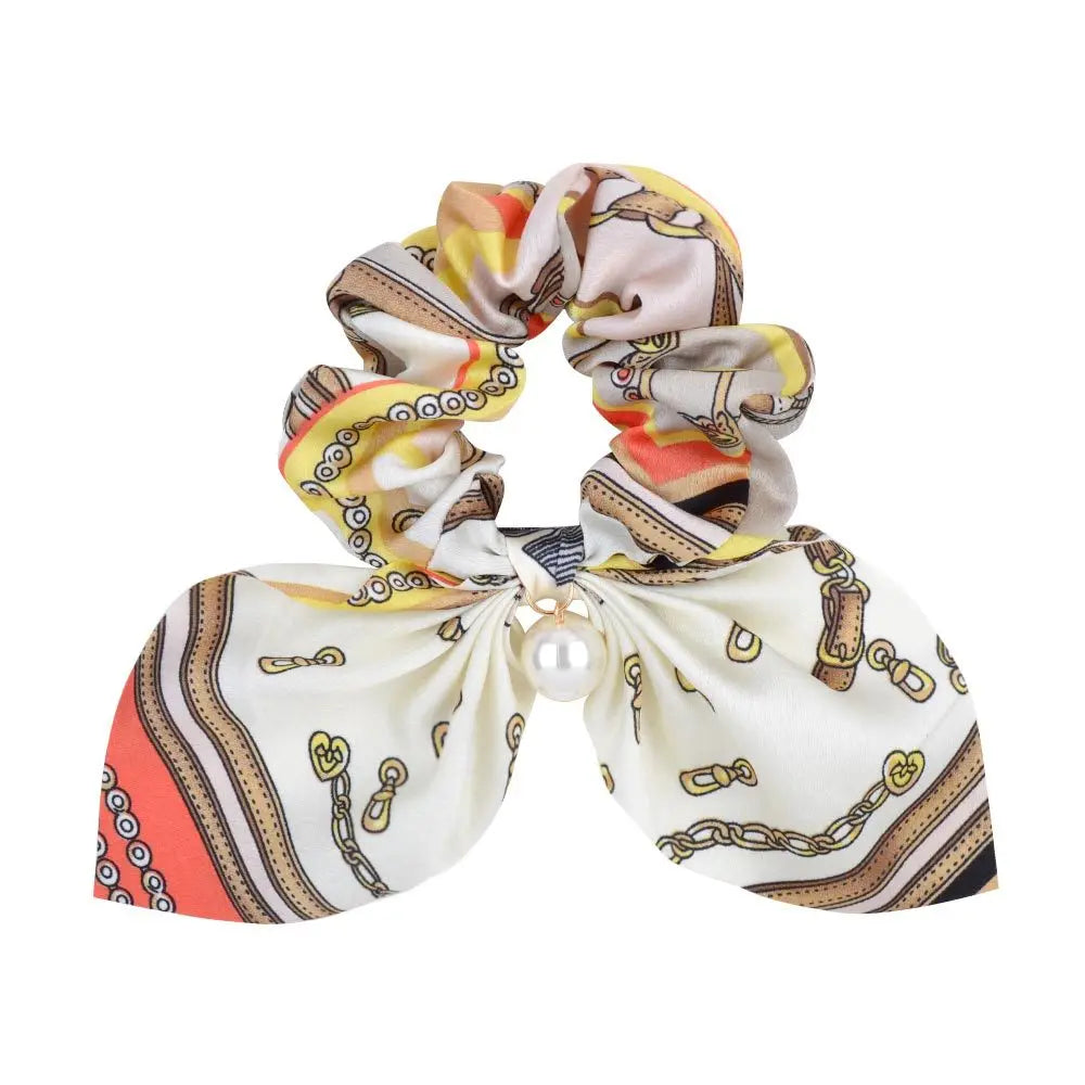 Ruoshui Coelhinhos Lindos Scrunchies Mulher Laços de Cabelo Impressos com Flores, Elásticos para Cabelo, Bandas de Borracha para Cabelo, Acessórios para Coque