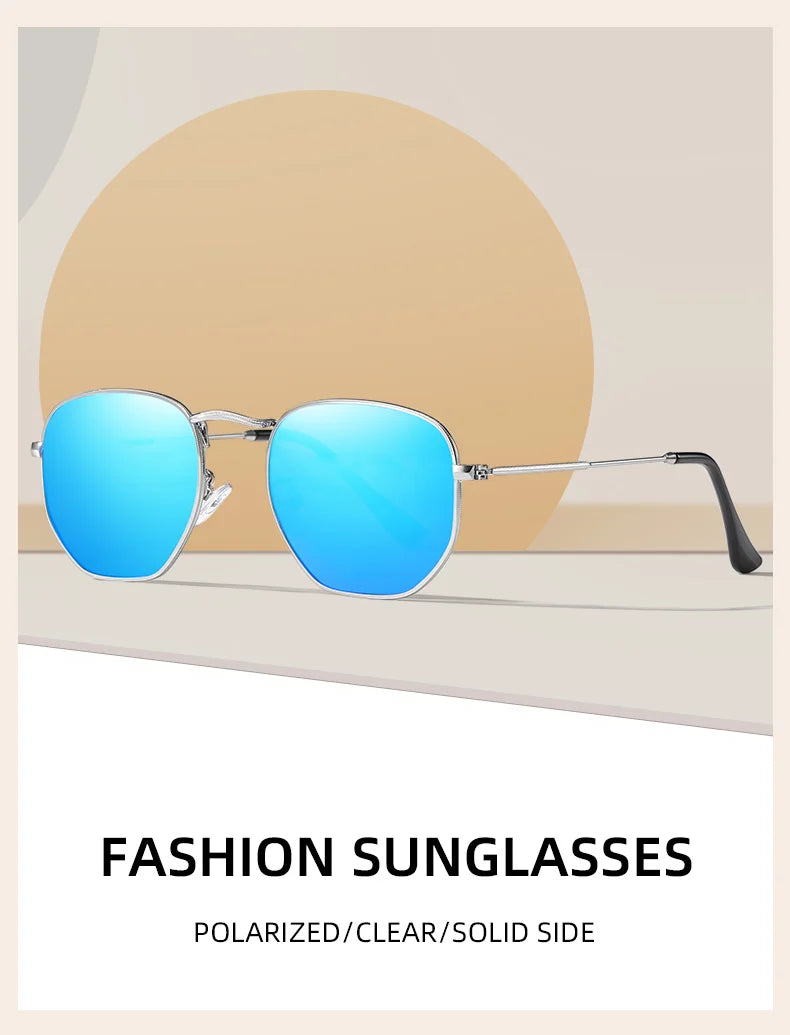 Óculos de Sol BARCUR Clássicos Retro Refletivos para Homens, Óculos de Sol Hexagonais com Armação de Metal, Óculos de Sol com Caixa.
