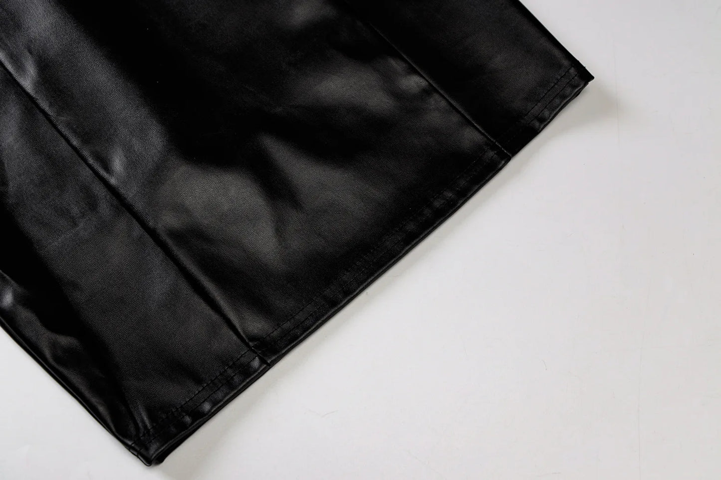 Vestido Mini Sereia Preto de Couro Sintético Sem Mangas Sexy para Festa de Verão - Roupas Femininas