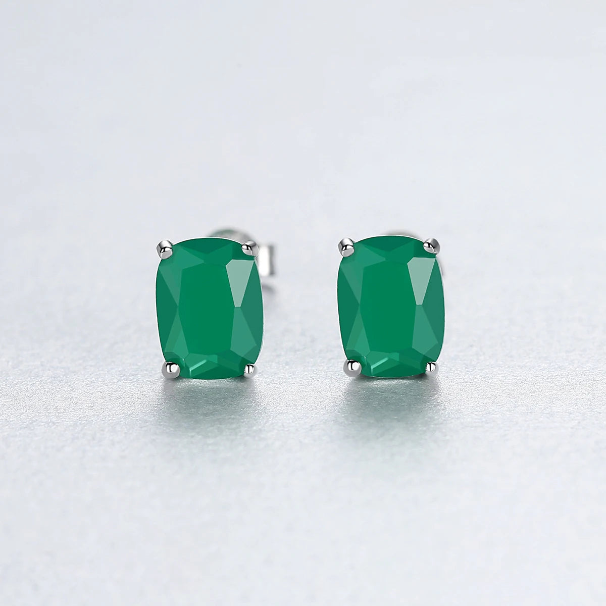 PAG&MAG Brinco de Pedra Verde em Prata Esterlina 925 Redondo para Mulheres, Elegante para Casamento e Noivas, Joias Finas