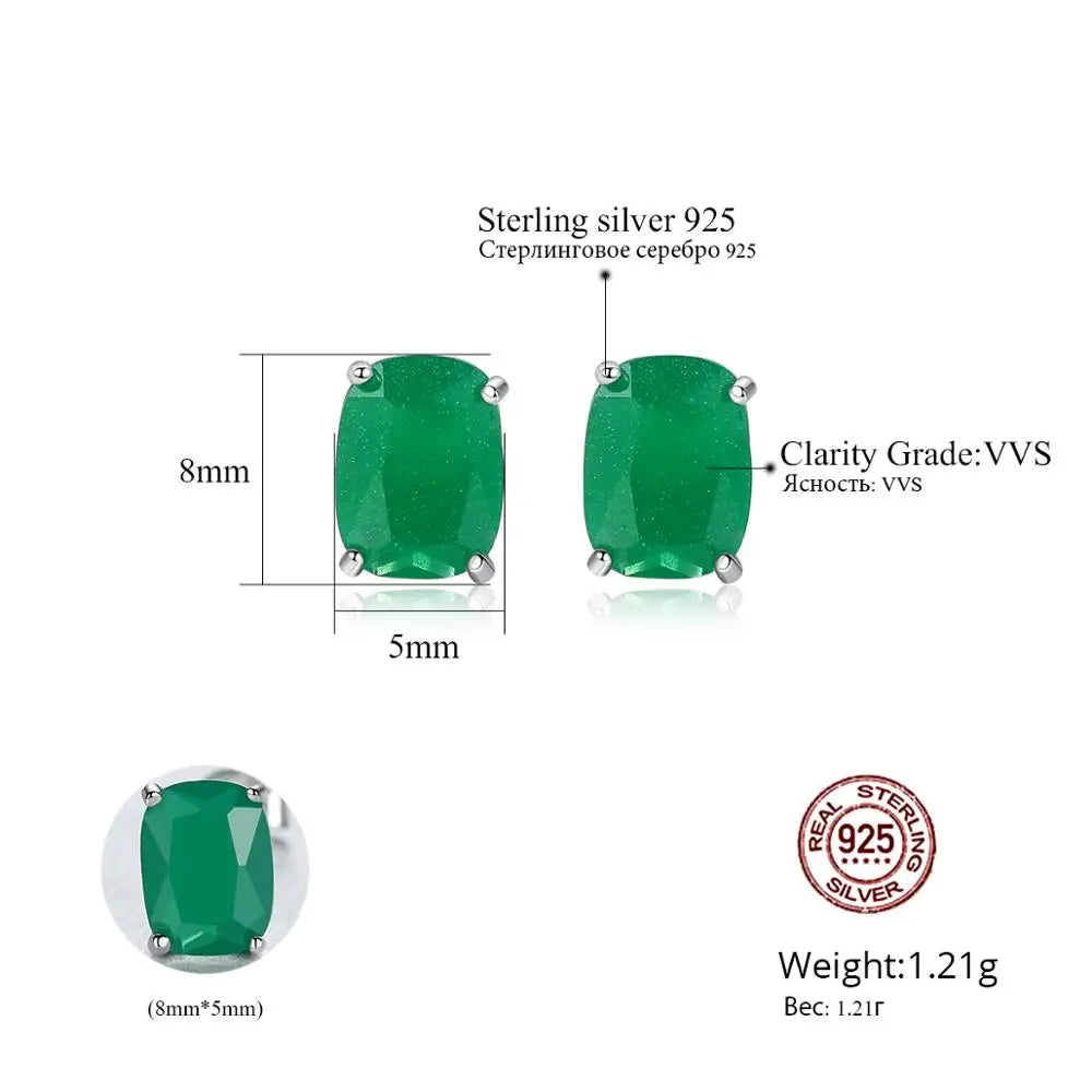 PAG&MAG Brinco de Pedra Verde em Prata Esterlina 925 Redondo para Mulheres, Elegante para Casamento e Noivas, Joias Finas