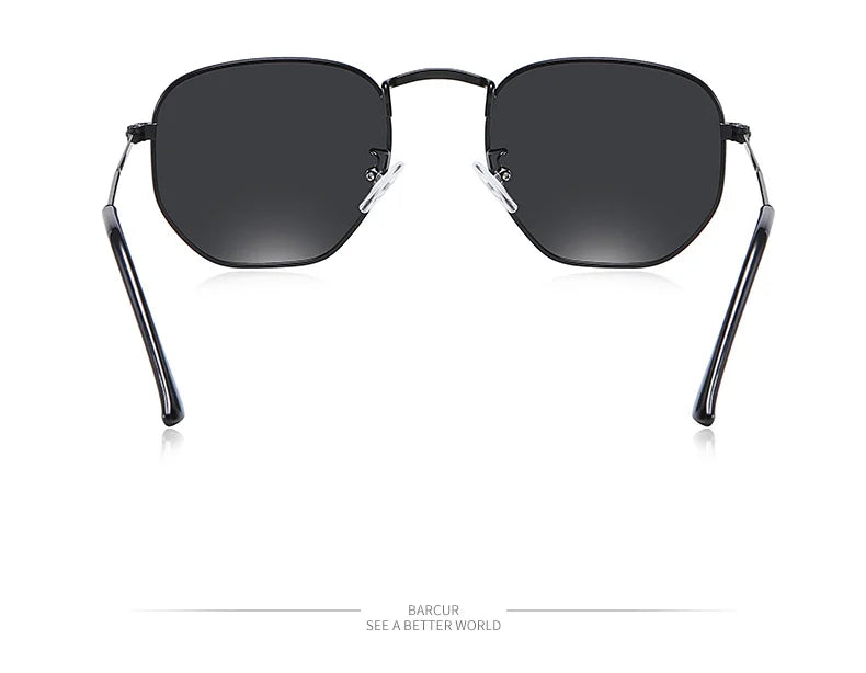 Óculos de Sol BARCUR Clássicos Retro Refletivos para Homens, Óculos de Sol Hexagonais com Armação de Metal, Óculos de Sol com Caixa.