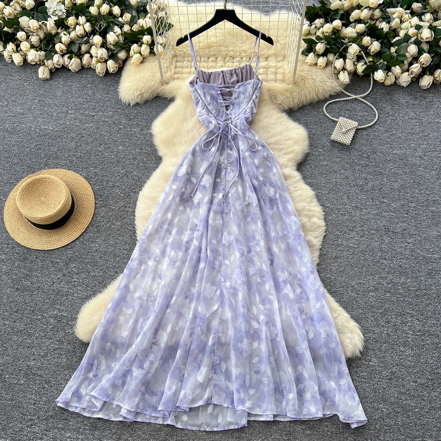 Vestido Midi Casual de Bandagem com Decote Quadrado Sexy de Verão para Mulheres, Vestido Sem Costas com Rede