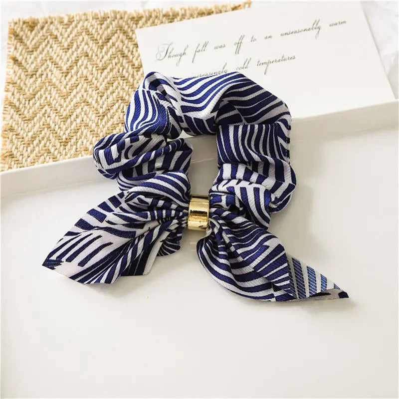 Ruoshui Coelhinhos Lindos Scrunchies Mulher Laços de Cabelo Impressos com Flores, Elásticos para Cabelo, Bandas de Borracha para Cabelo, Acessórios para Coque