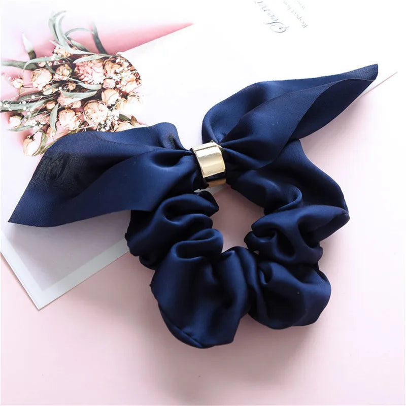 Ruoshui Coelhinhos Lindos Scrunchies Mulher Laços de Cabelo Impressos com Flores, Elásticos para Cabelo, Bandas de Borracha para Cabelo, Acessórios para Coque