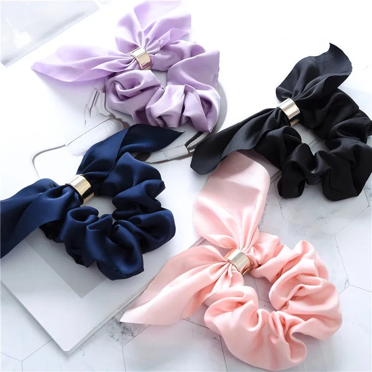 Ruoshui Coelhinhos Lindos Scrunchies Mulher Laços de Cabelo Impressos com Flores, Elásticos para Cabelo, Bandas de Borracha para Cabelo, Acessórios para Coque