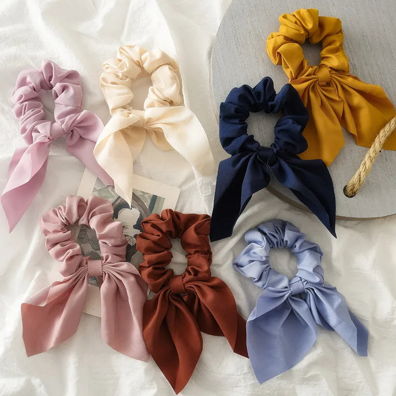 Ruoshui Coelhinhos Lindos Scrunchies Mulher Laços de Cabelo Impressos com Flores, Elásticos para Cabelo, Bandas de Borracha para Cabelo, Acessórios para Coque