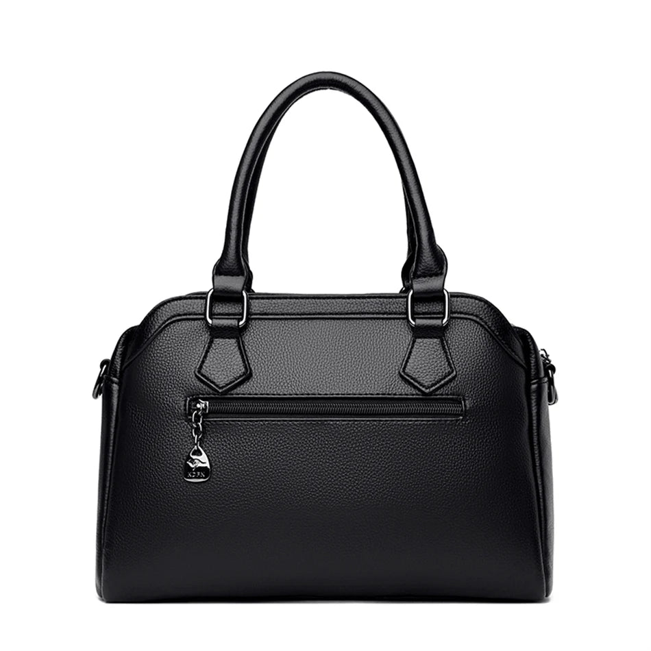 Multi-pocket Handbag Purses Genuine Cowhide Leather Shoulder Bag Luxury Designer Crossbody Messenger Sac Elegant Tote for Women