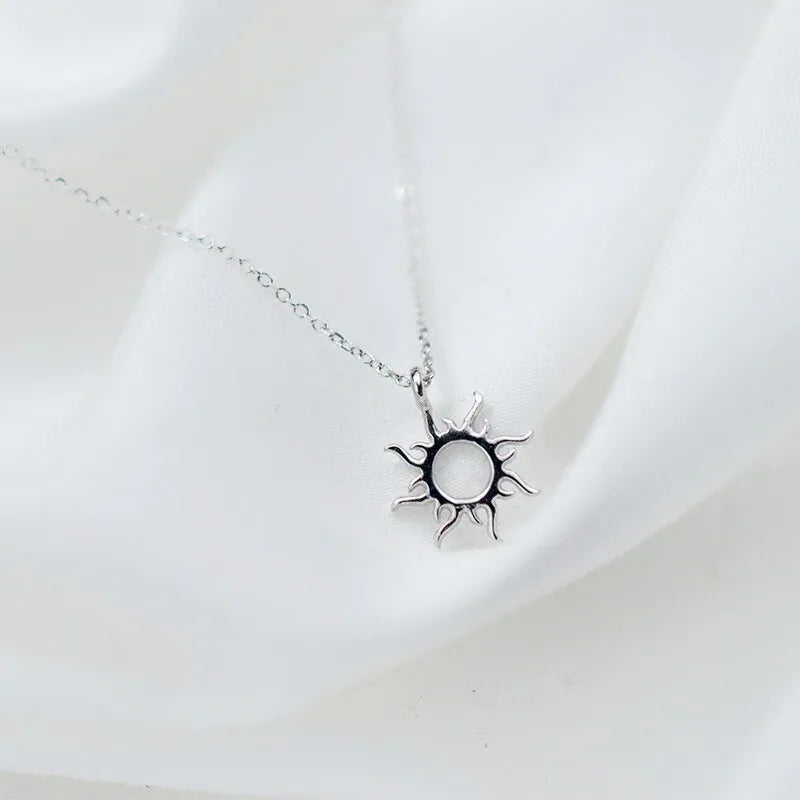 Colar Pendente Étnico Sol de Cor Prata BFCLUB para Mulheres, Jóia de Moda para Festa de Aniversário, Presente da Tendência