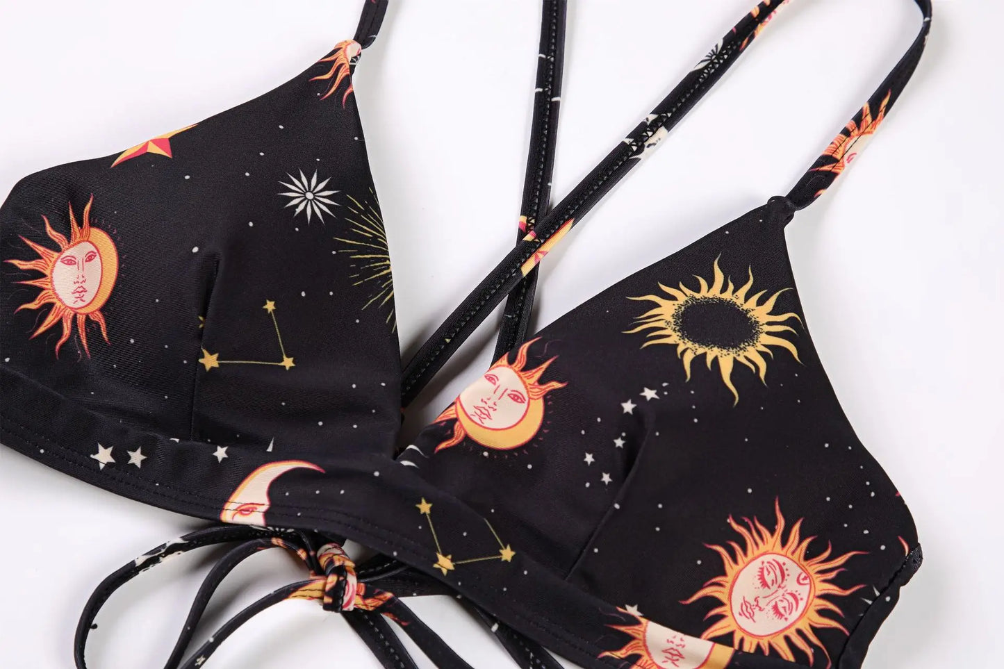 Conjunto de Biquíni Estampado de Girassol - Moda de Praia Sexy para Mulheres 2025 - Biquíni com Push Up e Almofada - Roupas de Banho - Maiô - Biquíni