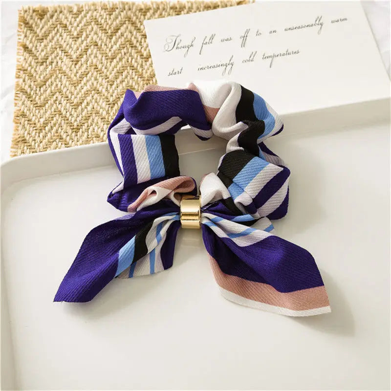 Ruoshui Coelhinhos Lindos Scrunchies Mulher Laços de Cabelo Impressos com Flores, Elásticos para Cabelo, Bandas de Borracha para Cabelo, Acessórios para Coque