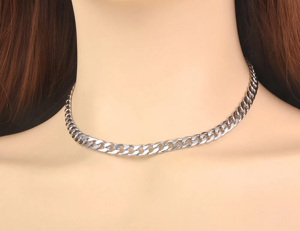 Colar em Cadeia de Aço Inoxidável Lokaer Punk 14 para Homens e Mulheres Hiphop/Rock, Choker Cubano Vintage N20301