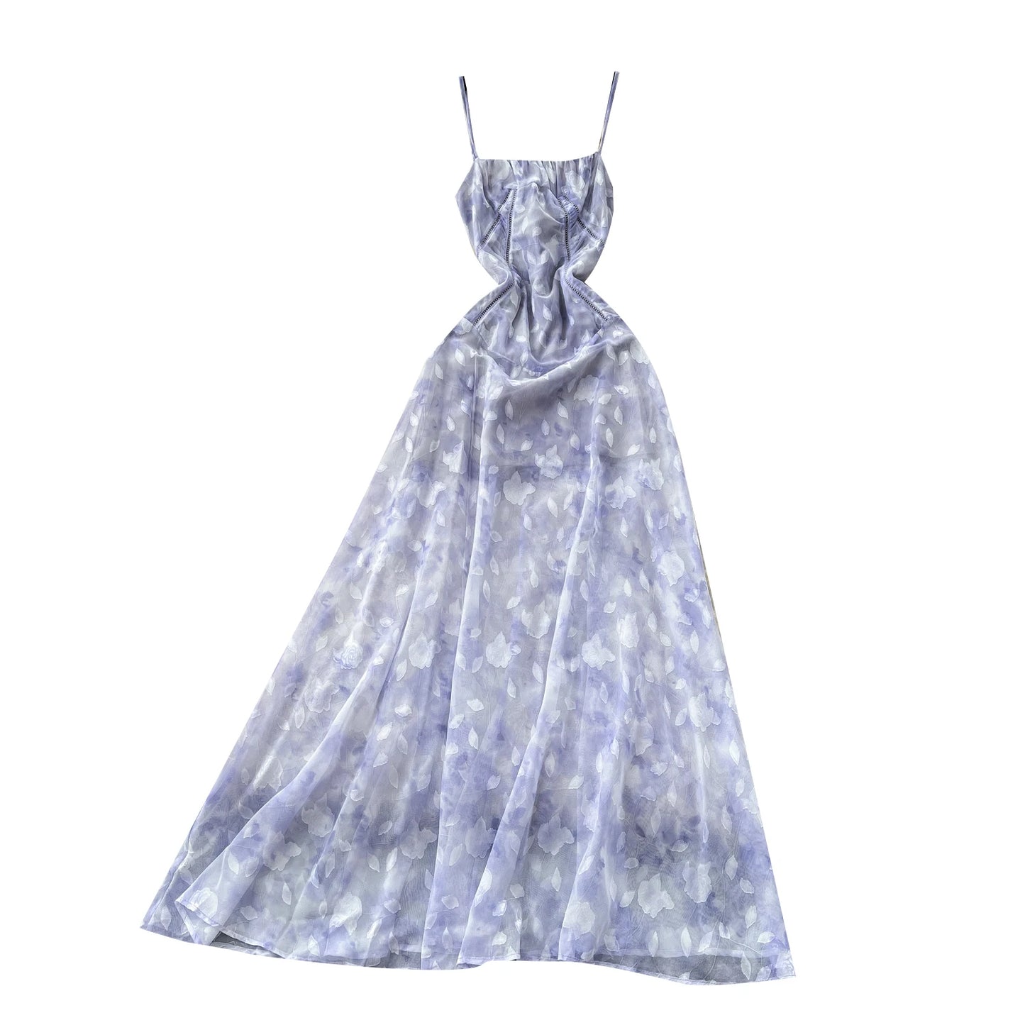 Vestido Midi Casual de Bandagem com Decote Quadrado Sexy de Verão para Mulheres, Vestido Sem Costas com Rede