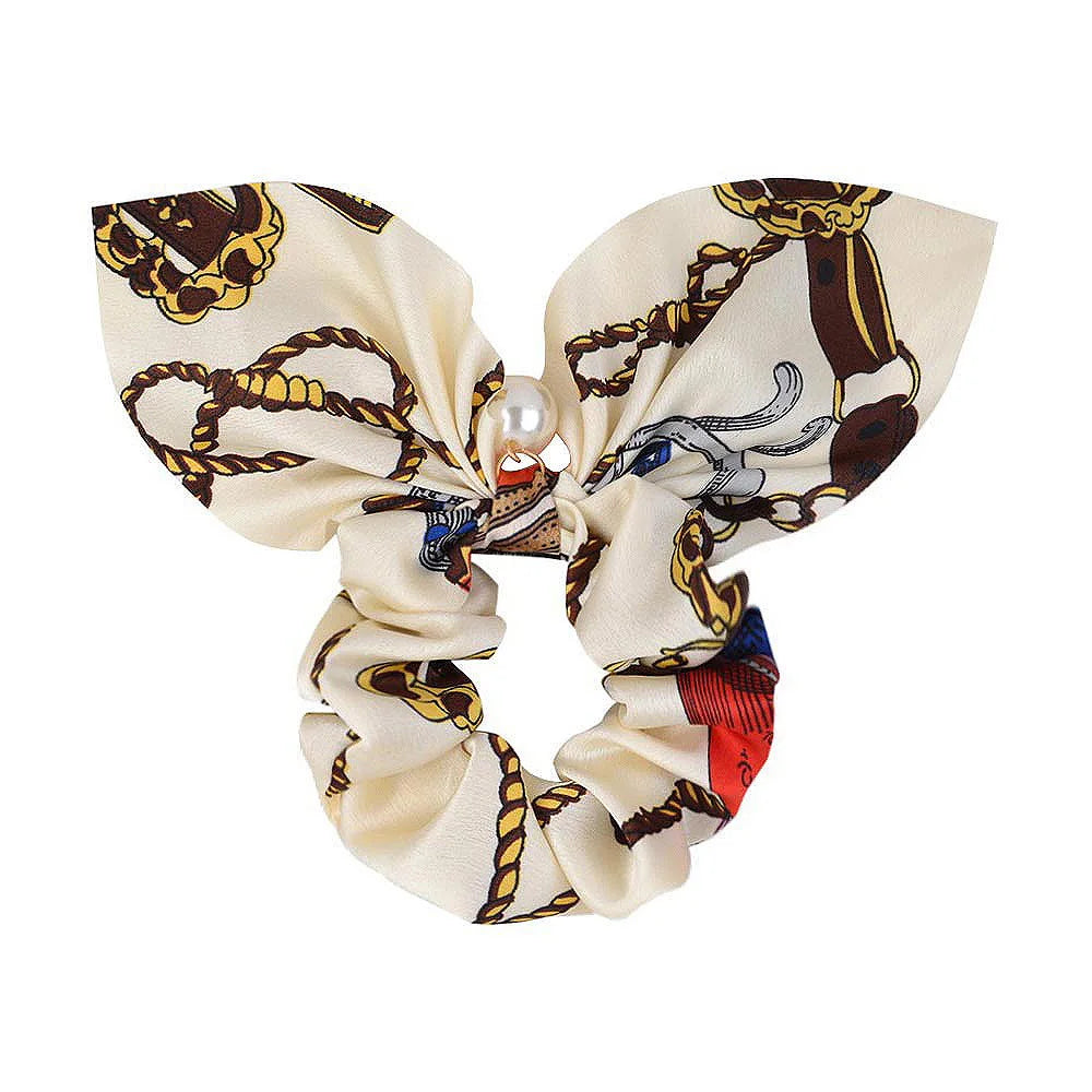 Ruoshui Coelhinhos Lindos Scrunchies Mulher Laços de Cabelo Impressos com Flores, Elásticos para Cabelo, Bandas de Borracha para Cabelo, Acessórios para Coque