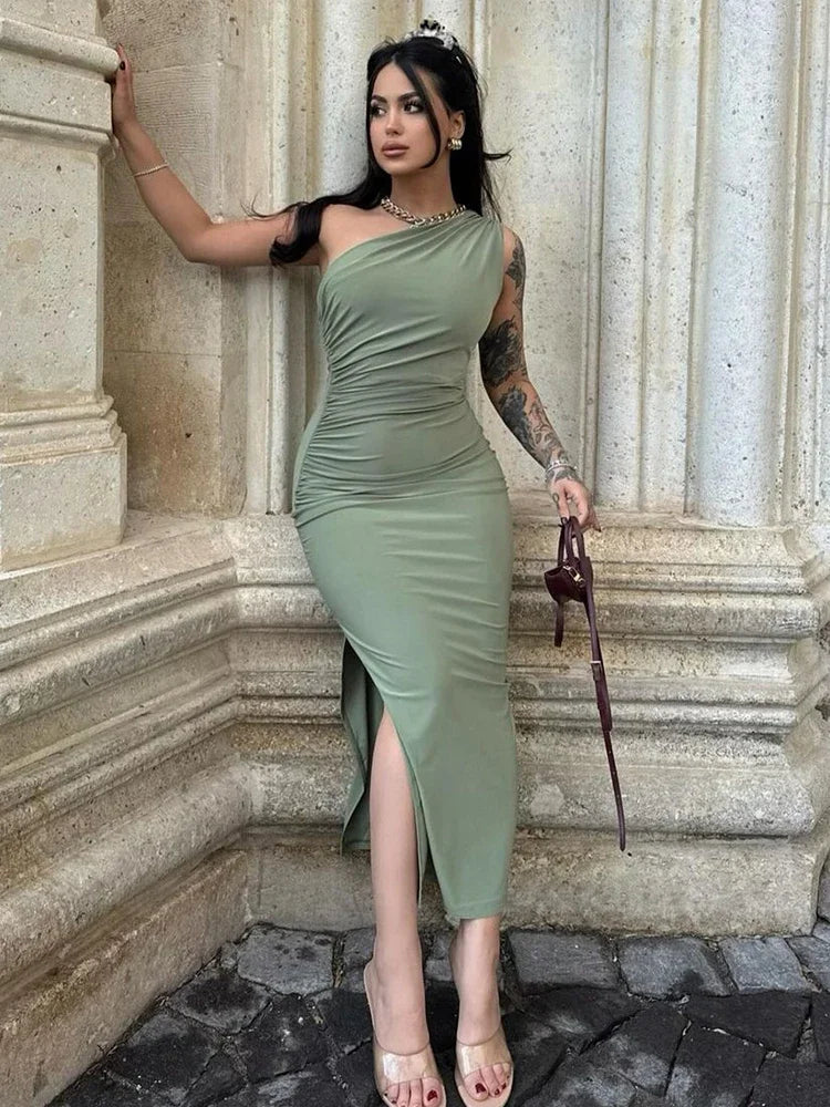 Vestido Maxi Feminino Preto de Verão, Moda Sexy, Fenda, Sem Mangas, Costas Nuas, Slimle Casual Club Elegant Lady Party Dress