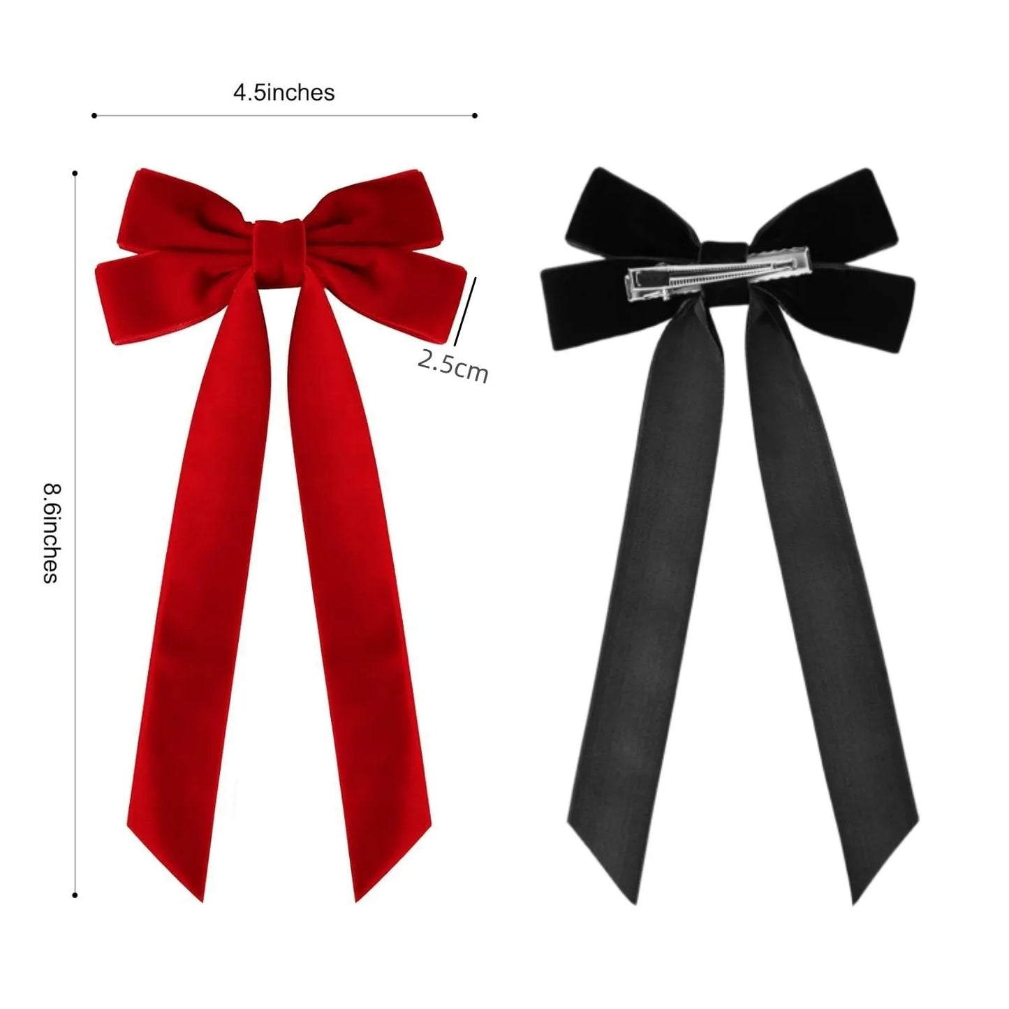 Grampo de Cabelo de Veludo Elegante com Laço Longo de Renda para Mulheres e Meninas - Acessórios para Cabelo, Presilhas e Adereços para Cabeçar