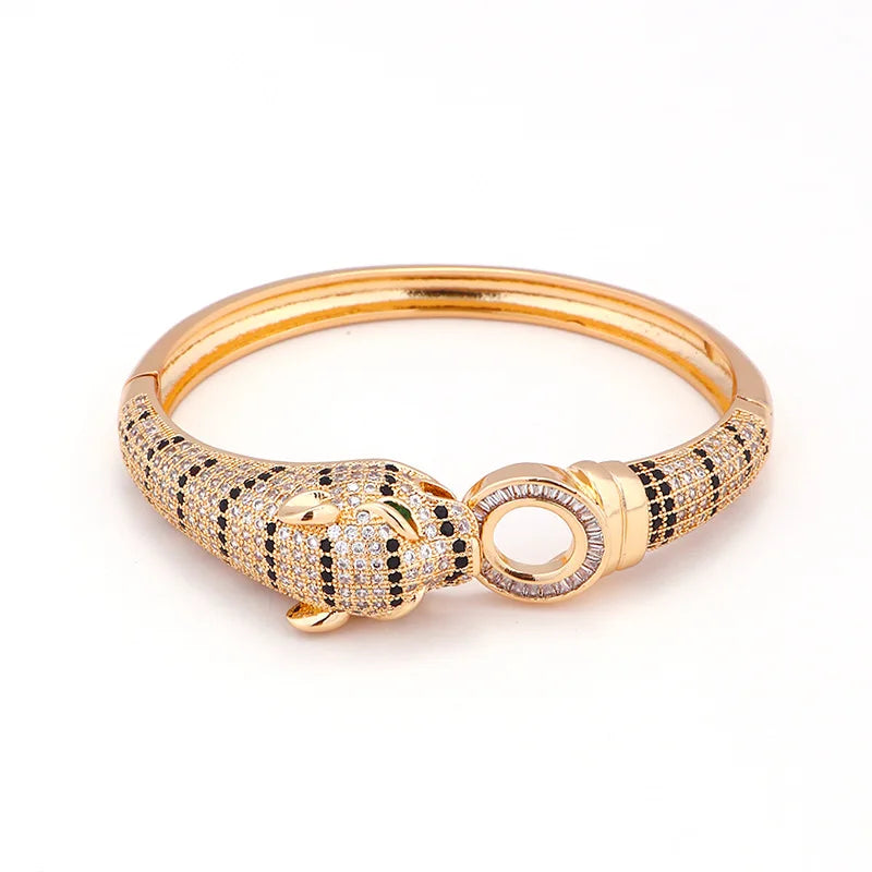 Nova Exquisita Pulseira de Leopardo Feminina Full Diamond Luxo Leve Hip Hop Personalizada