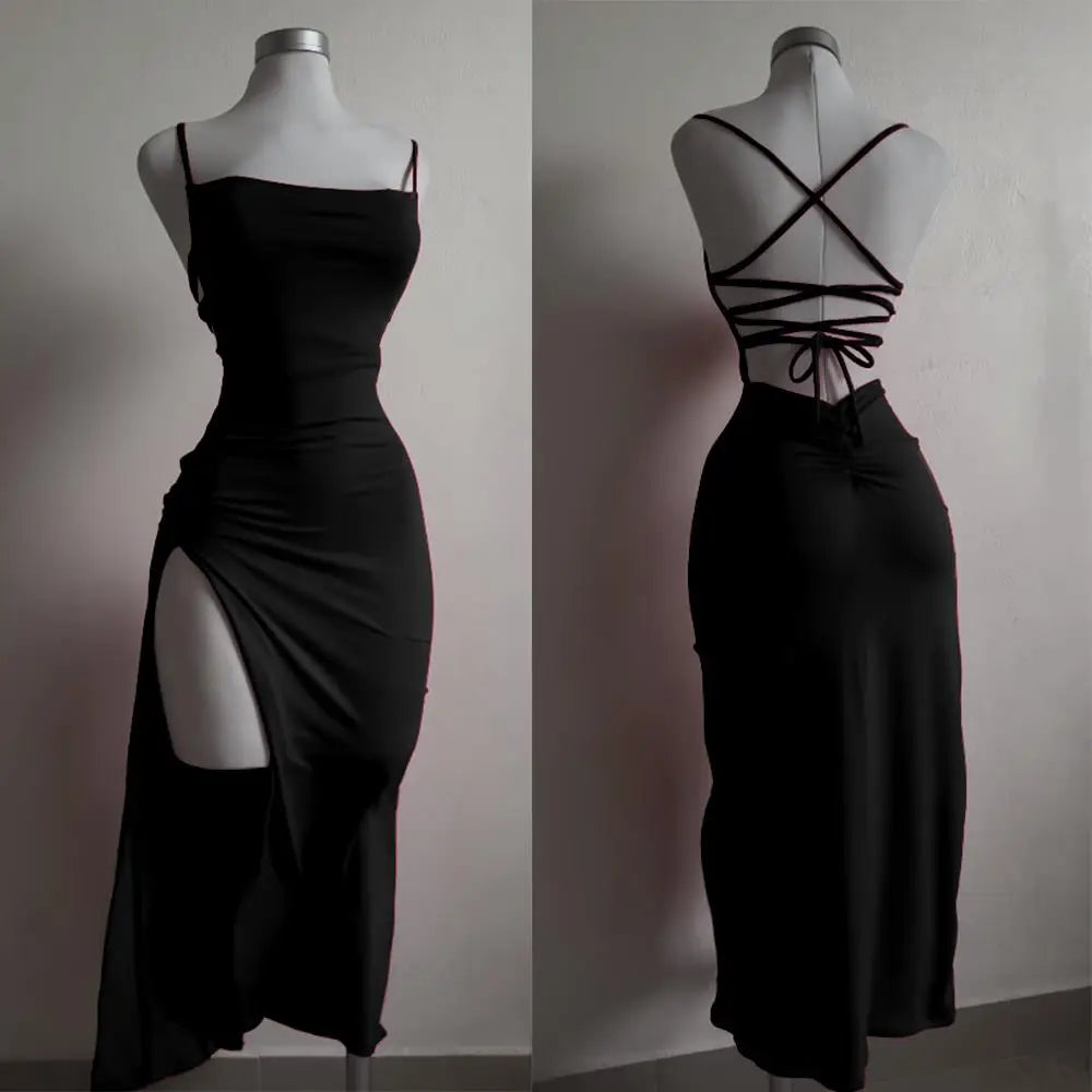Vestido explosivo novo de verão 2024, com alça halter, bolsa Spice Girl, vestido justo ao corpo