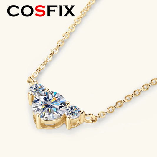Colar de Mulher D Color com Pendente em Moissanite, Prata s925, Amarelo, Coleção Completa de Moissanite para Mulheres, Colar de Luxo com Pendente em Moissanite para Mulheres