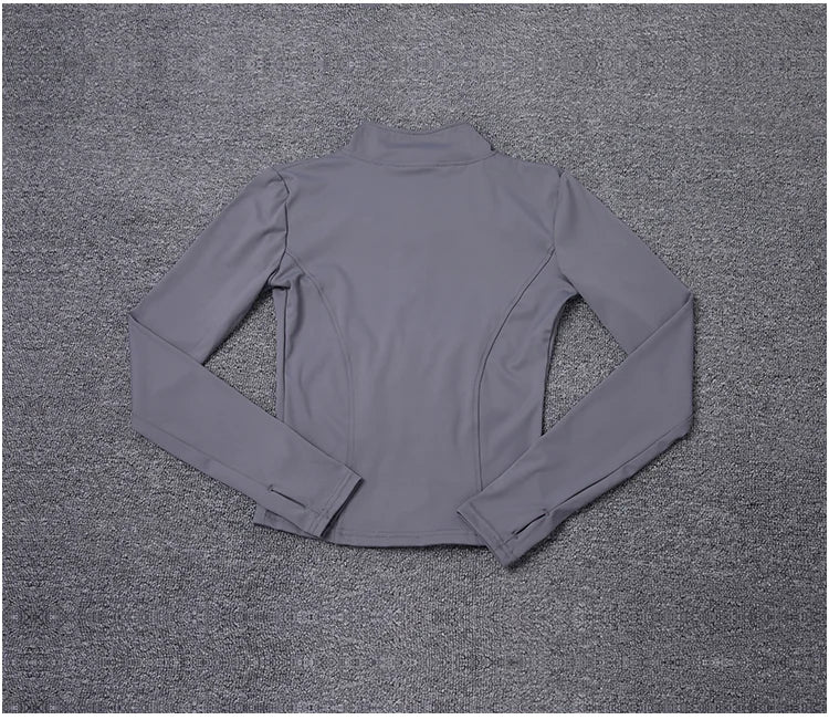 Jaqueta Esportiva Feminina de Manga Longa, Camisa de Treino, Casaco para Academia, Roupas de Yoga, Roupas Esportivas