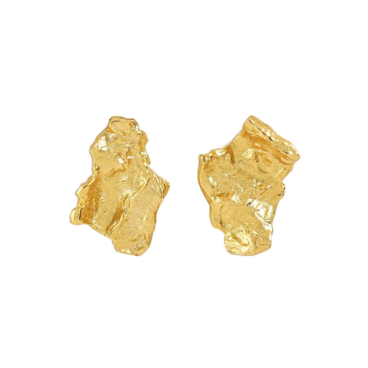 Brincos de Pino Assimétricos em Prata Esterlina S925 com Textura F.I.N.S, Joias Finas Irregulares e Desiguais para Furação de Orelhas, Acessórios Femininos