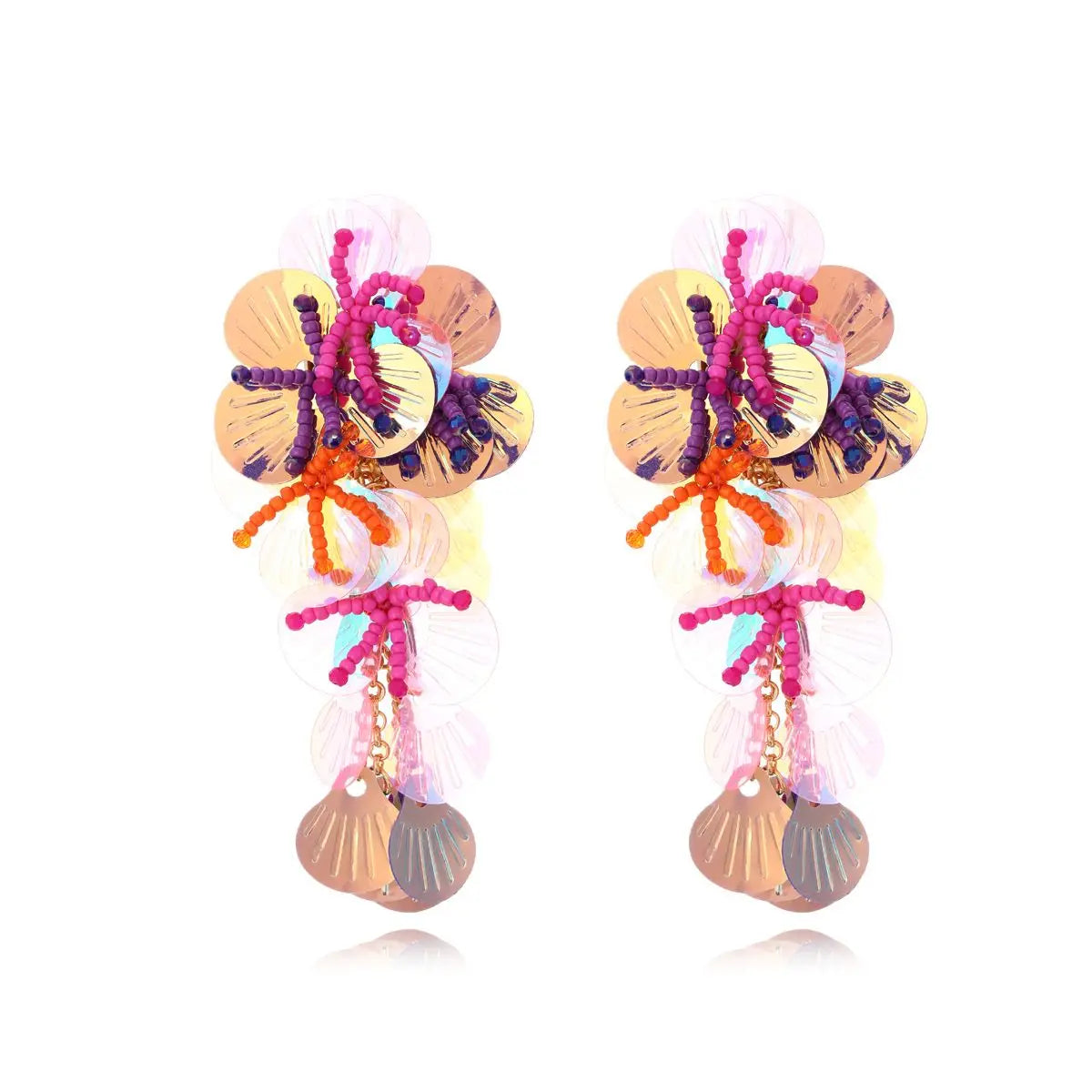 Brinco Feminino Doce Romântico de Primavera, Brincos de Metal em Liga com Flor, Brincos de Stud de Resina Colorida