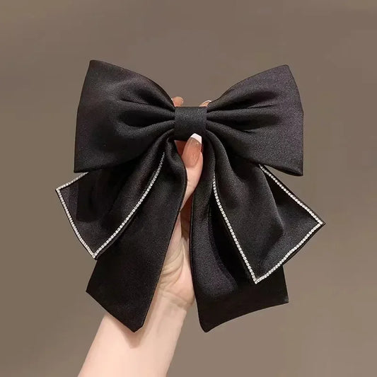 Clipes de cabelo de laço de fita retro, cor sólida, grampos de cabelo com cristal, clipe de coque elegante, tiara, acessórios de cabelo para festa de casamento i-Remiel