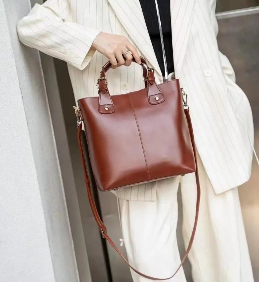 New Arrive Women's Fashion Handbags High Quality Genuine Leather Shoulder Bags Large Bucket Bags Designer Handbags