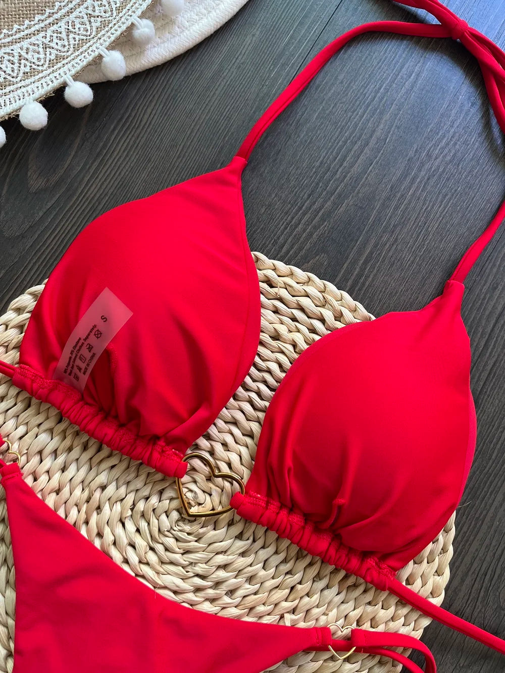Conjunto de Biquíni Sexy Halter de Cor Sólida RUOTONSEPT, maiô feminino de duas peças, com triângulo e fio dental, traje de banho estilo brasileiro.