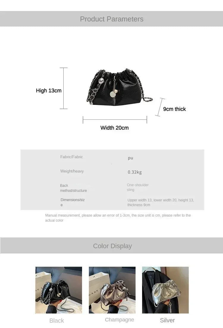 Women Y2K Millennium Bag  New High Sense Shoulder Bags Summer Chain Bag Fashion Bucket Bag Messenger Bags Purses Handbags 2024