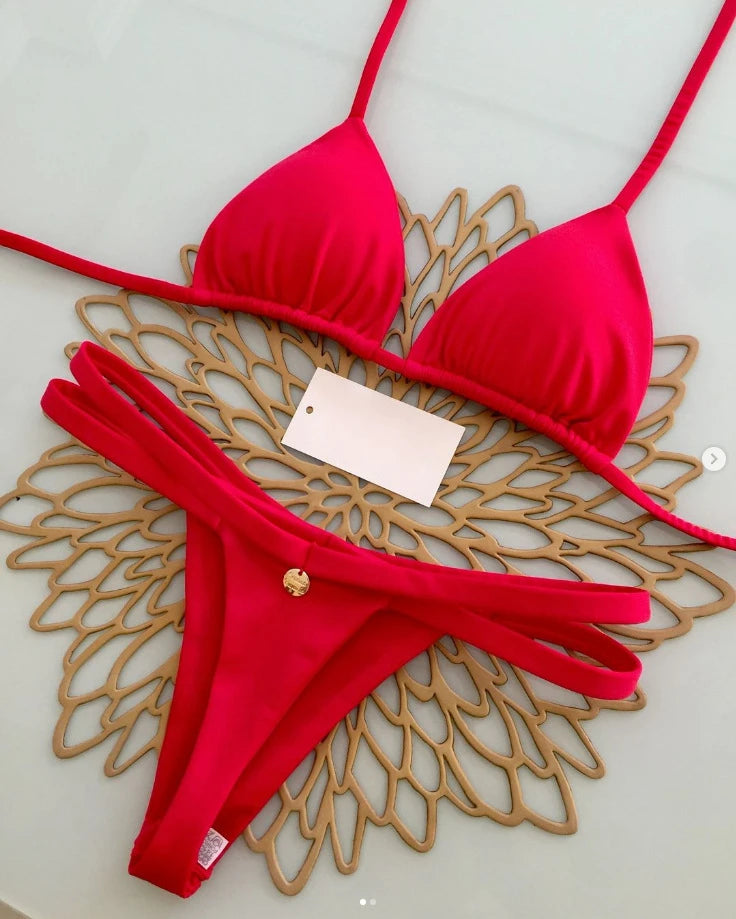Novo Biquíni Feminino Sunga de Praia Férias Roupa de Banho Conjunto de Biquíni Estampado de Leopardo Roupa de Praia Sunga Biquíni
