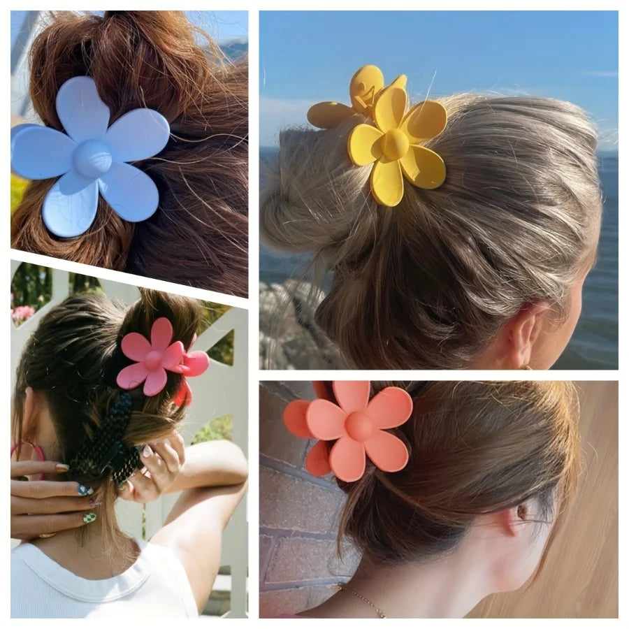 Conjunto de 7 peças de grampos de cabelo em forma de flor multicoloridos, antideslizantes, adequados para diferentes tamanhos e comprimentos de cabelo, com estilo boêmio.