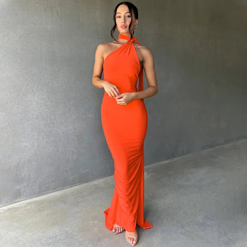 Vestido Longo de Cocktail Elegante Feminino para Festa, Costas Nuas, Abertura nas Costas, Ajustado e Justo, Formal para Convidadas de Casamento