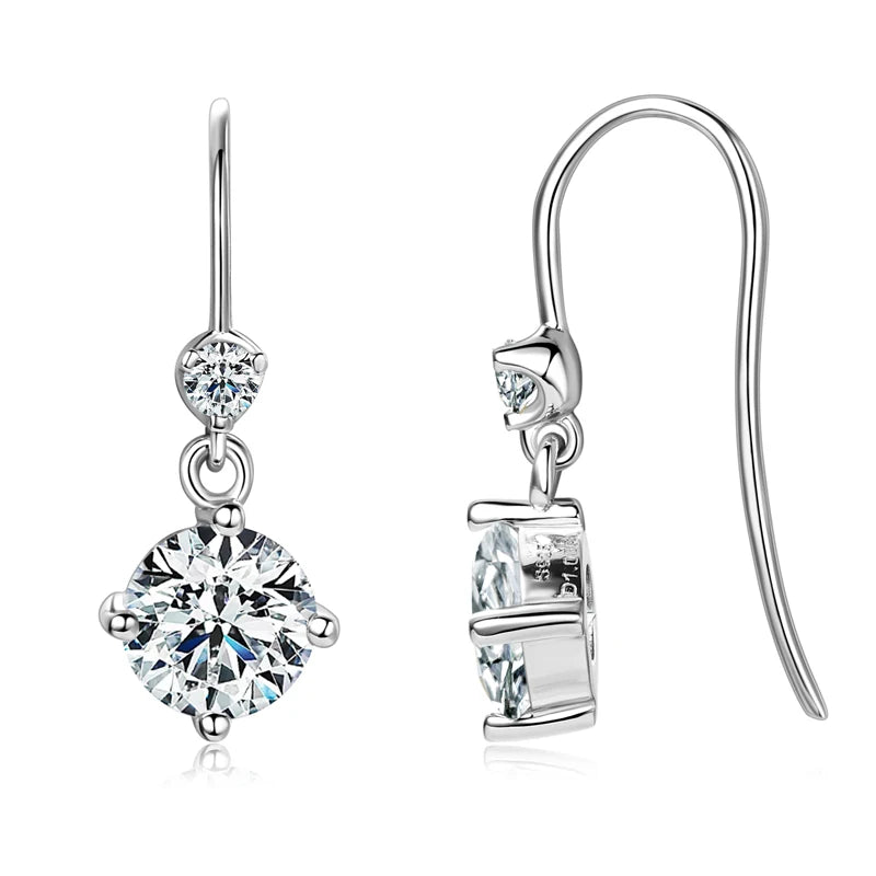 Brinco de Moissanita Lnngy de 6,5mm Ohrringe Prata 925 Brinco de Pino para Meninas Mulheres Joia de Casamento Brilhante Presente