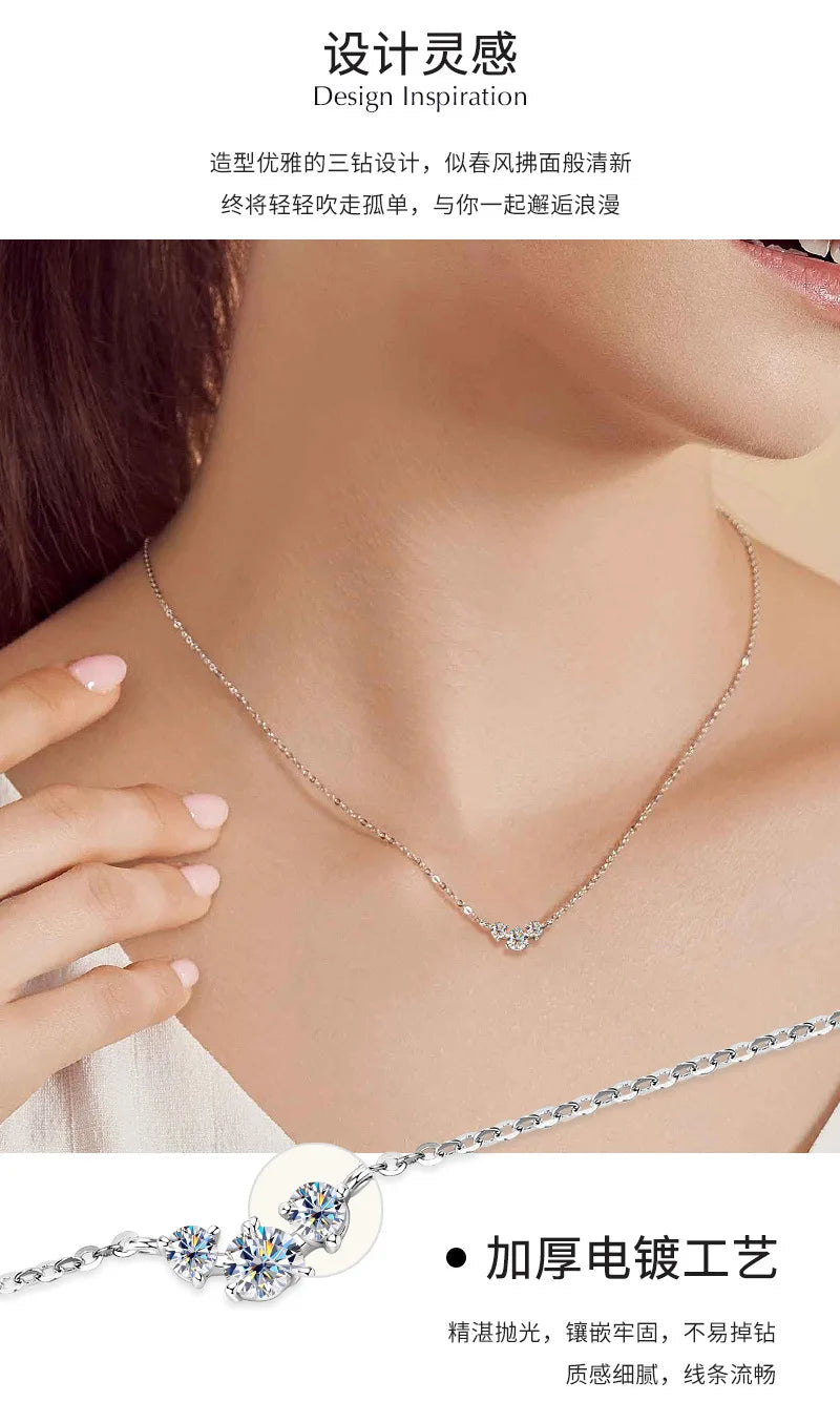Colar de Mulher D Color com Pendente em Moissanite, Prata s925, Amarelo, Coleção Completa de Moissanite para Mulheres, Colar de Luxo com Pendente em Moissanite para Mulheres