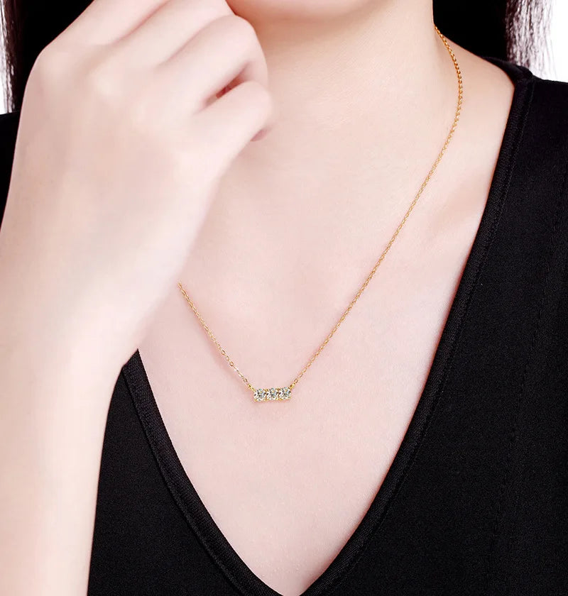 Colar de Mulher D Color com Pendente em Moissanite, Prata s925, Amarelo, Coleção Completa de Moissanite para Mulheres, Colar de Luxo com Pendente em Moissanite para Mulheres