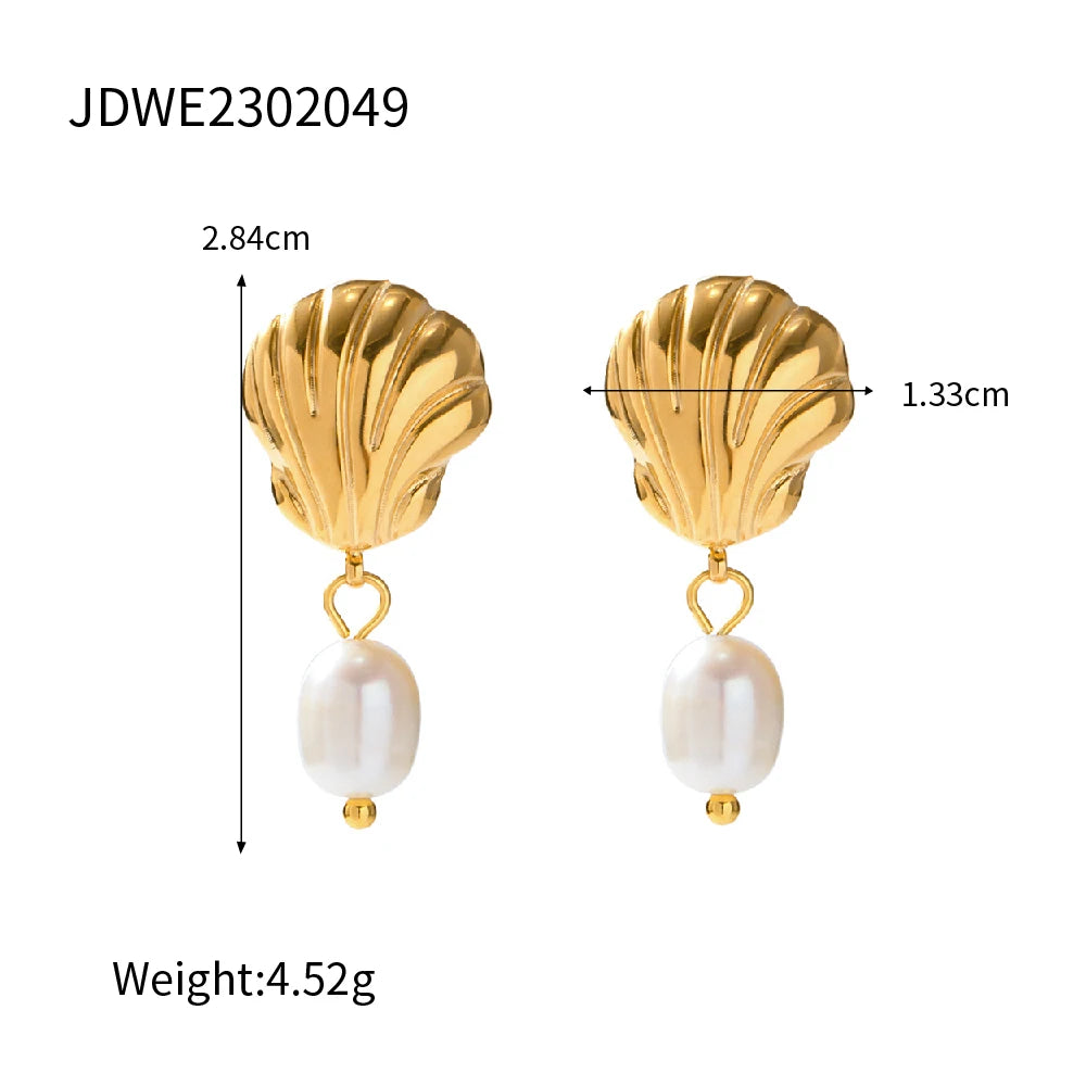 Brincos de Pérola de Água Doce Natural da Youthway Beach Shell para Mulheres, Cor Dourada, Joias à Prova D'Água para Festas com Temperamento