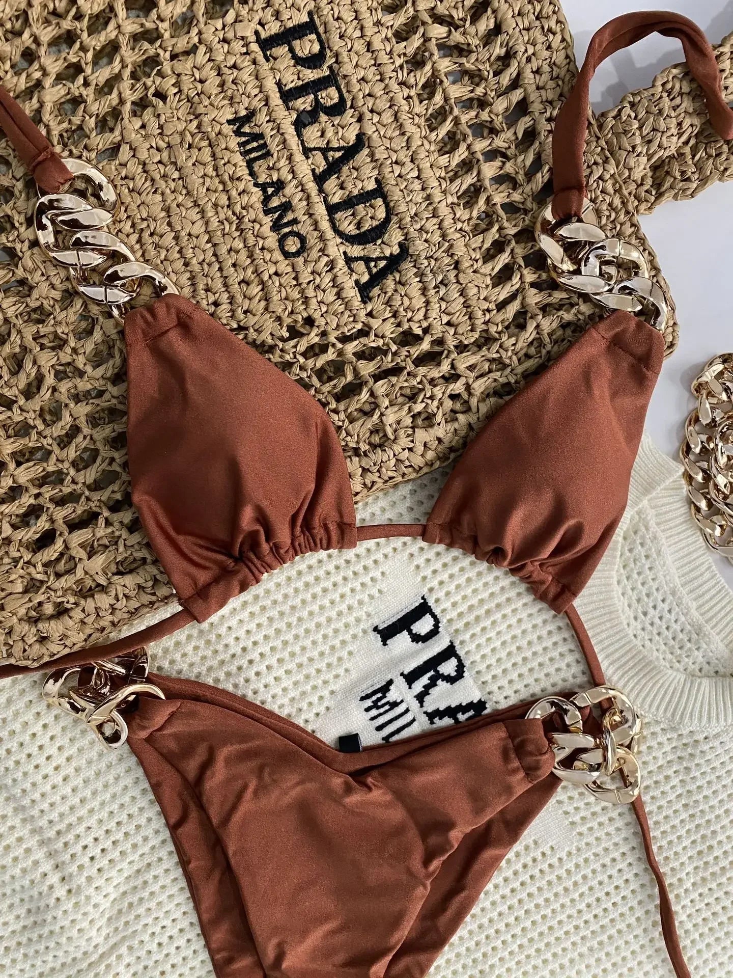 Biquíni sexy push up em 2025, micro corrente, verão, tecido macio, entrada de luxo, maiô feminino de duas peças, traje de banho para praia.