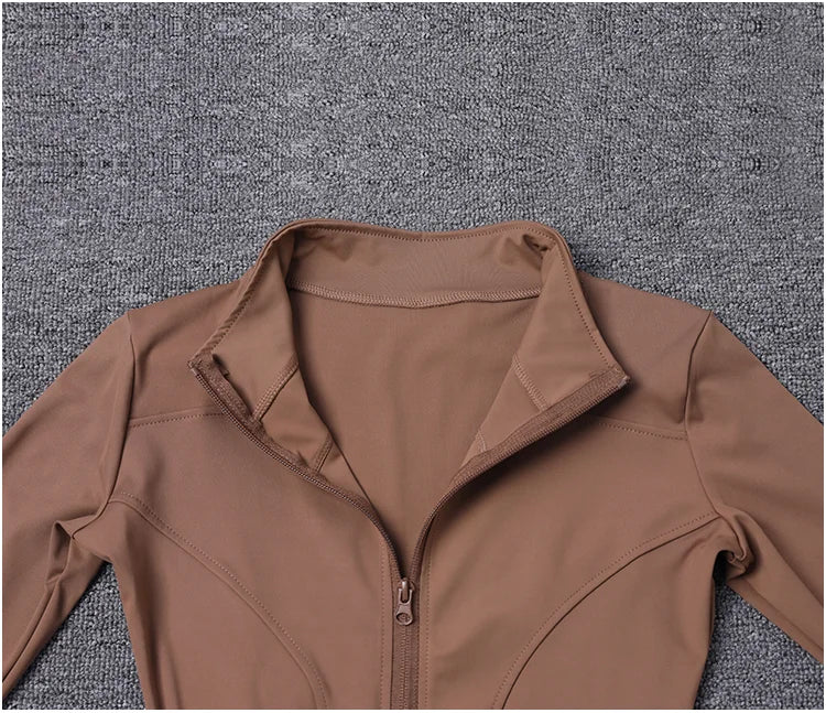 Jaqueta Esportiva Feminina de Manga Longa, Camisa de Treino, Casaco para Academia, Roupas de Yoga, Roupas Esportivas